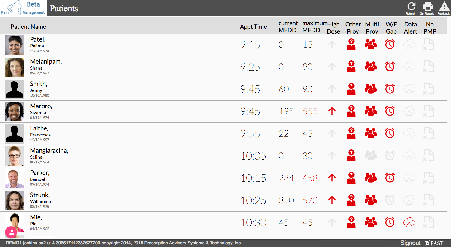 PastRx PDMP integrated patient schedule